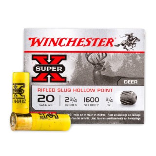 Winchester Super-X 20 Gauge Shotshell 250 Rounds 2-3/4" HP Rifled Slug 3/4 Ounce