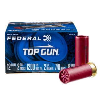 Federal Top Gun Extra Lite 12 Gauge Shotshell 25 Rounds 2 3/4" #8 Lead 7/8 Ounce