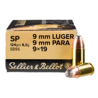Sellier & Bellot 9mm Luger Ammunition 50 Rounds SP 124 Grain