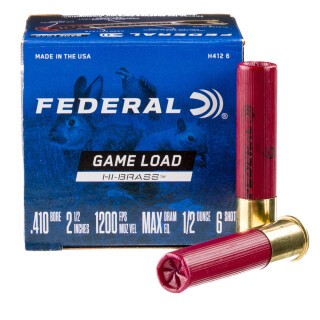 Federal Game-Shok .410 Bore Shotshell 25 Rounds 2 1/2" #6 Lead 1/2 Ounce H4126