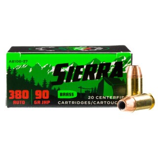 Sierra Outdoor Master .380 ACP Ammunition 20 Rounds Sports Master JHP 90 Grain