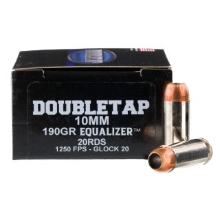 DoubleTap Equalizer 10mm Auto Ammunition 20 Rounds JHP/Ball 190 Grain