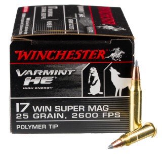 Winchester Varmint HE .17 WSM Ammunition 50 Rounds Polymer Tip 25 Grain