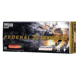 Federal Trophy Copper .223 Rem Ammunition 20 Rounds 55 Grain Copper Alloy Lead Free 3240 fps