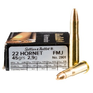 Sellier & Bellot .22 Hornet Ammunition 20 Rounds FMJ 45 Grain