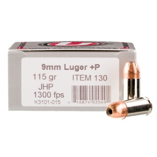 Underwood Ammo 9mm Luger +P Ammunition 20 Rounds JHP 115 Grain