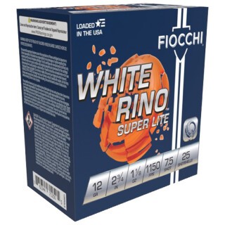 Fiocchi White Rino Super Lite 12 Gauge Ammunition 25 Rounds 2-3/4" #7.5 Lead 1-1/8 oz