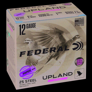 Federal Upland Paper Wad 12 Gauge Ammunition 25 Rounds 2-3/4" #7.5 Steel 1 oz. Lead Free