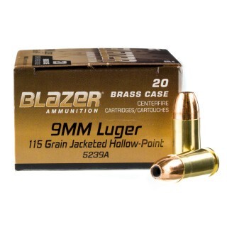 Blazer Brass 9mm Luger Ammunition 20 Rounds JHP 115 Grains