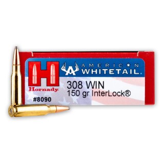 Hornady American Whitetail .308 Winchester Ammunition 200 Rounds InterLock SP 150 Grains
