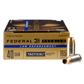 Federal LE Tactical .40 S&W Ammunition 50 Rounds HST JHP 165 Grain
