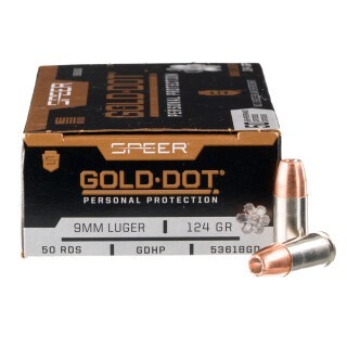Speer Gold Dot 9mm Luger Ammunition 50 Rounds JHP 124 Grains