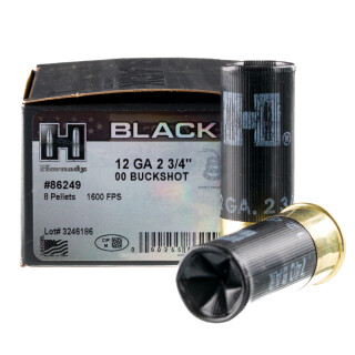 Hornady BLACK 12 Gauge Shotshell 10 Rounds 2 3/4" 00 Lead Buck 8 Pellets