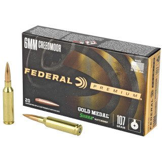 Federal Gold Medal 6mm Creedmoor Ammunition 20 Rounds MatchKing BTHP 107 Grain