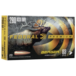 Federal Premium Berger Hybrid Hunter .280 Ackley Improved Ammunition 20 Rounds 168 Grain Berger Hybrid 2800fps