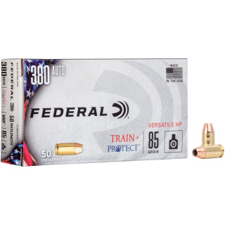 Federal Train+Protect .380 ACP Ammunition 50 Rounds Versatile HP 85 Grain