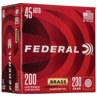 Federal Champion Training .45 Auto Ammunition 200 Round Box 230 Grain FMJ 830fps