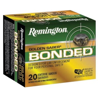 Remington Golden Saber Bonded 9mm Luger Ammunition 20 Rounds Brass JHP 147 Grain