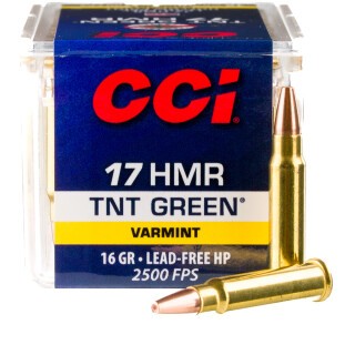 CCI TNT Green .17 HMR Ammunition 50 Rounds HP 16 Grain Lead Free