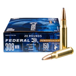 Federal Power-Shok .308 Winchester Ammunition 200 Rounds JSP 150 Grains