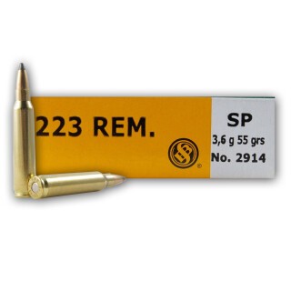Sellier & Bellot .223 Remington Ammunition 20 Rounds 55 Grain Soft Point 3301 fps