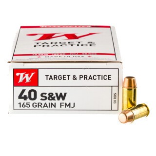 Winchester USA .40 S&W Ammunition 500 Rounds FMJ-FN 165 Grain