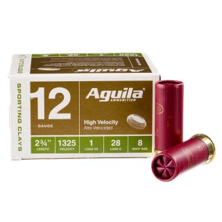 Aguila Sporting Clays 12 Gauge Shotshell 25 Rounds 2 3/4" 1 oz #8 High Velocity