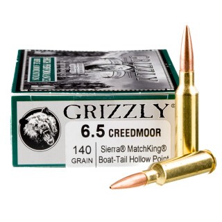 Grizzly Match 6.5 Creedmoor Ammunition 20 Rounds HPBT 140 Grain