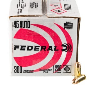 Federal Champion Training .45 ACP Ammunition 300 Rounds FMJ 230 Grains