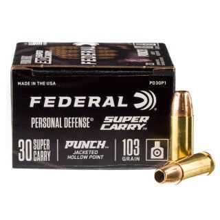 Federal Punch .30 Super Carry Ammunition 20 Rounds JHP 103 Grains