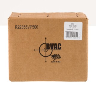 BVAC .223 Remington Ammunition 500 Rounds FMJ 55 Grain Remanufactured