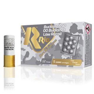 Rio Low Recoil Buckshot 12 Gauge Ammunition 5 Rounds 2-3/4" 9 Pellet Lead 00 Buckshot 1200fps