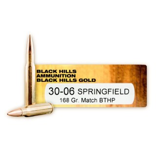 Black Hills Gold Match .30-06 Springfield Ammunition 20 Rounds HPBT 168 Grain