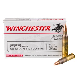 Winchester USA .223 Remington Ammunition 20 Rounds FMJ 62 Grain