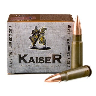 Kaiser 7.62x39 Ammunition 20 Rounds FMJ 123 Grains
