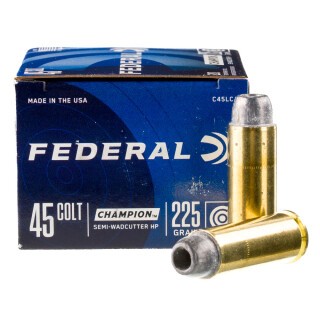 Federal Champion .45 Long Colt Ammunition 20 Rounds Lead SWCHP 225 Grain