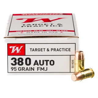 Winchester USA .380 ACP Ammunition 50 Rounds FMJ 95 Grain