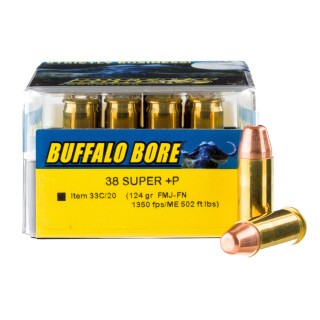Buffalo Bore .38 Super +P Ammunition 20 Rounds FMJ-FN 124 Grain