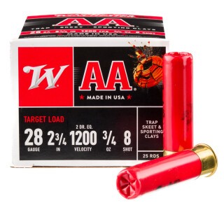 Winchester AA Target 28 Gauge Shotshell 250 Rounds 2 3/4" #8 Lead 3/4 Ounce AA288