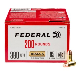 Federal Champion Training .380 ACP Ammunition 200 Rounds FMJ 95 Grains