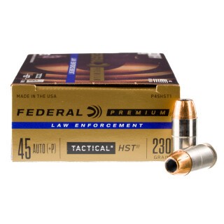 Federal LE Tactical .45 ACP +P Ammunition 50 Rounds HST JHP 230 Grain