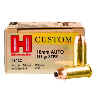 Hornady Custom 10mm Auto Ammunition 20 Rounds XTP JHP 155 Grain