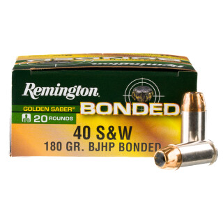 Remington Golden Saber Bonded .40 S&W Ammunition 20 Rounds Brass JHP 180 Grain