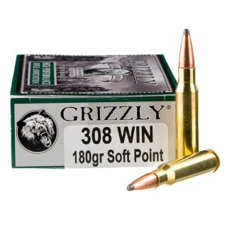 Grizzly High Performance .308 Winchester Ammunition 20 Rounds Bonded SP 180 Grain