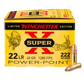 Winchester Super-X .22 Long Rifle Ammunition 222 Rounds Power-Point CPHP 40 Grain