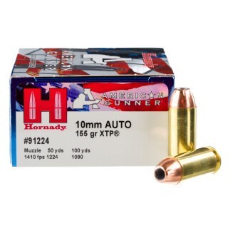 Hornady American Gunner 10mm Auto Ammunition 20 Rounds XTP JHP 155 Grains