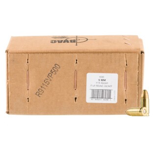 BVAC 9mm Luger Ammunition 500 Rounds FMJ 115 Grain Remanufactured