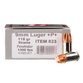 Underwood 9mm Luger +P+ Ammunition 20 Rounds Xtreme Penetrator 115 Grains