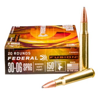 Federal Fusion .30-06 Springfield Ammunition 20 Rounds Bonded SP 150 Grain
