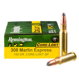 Remington Express .308 Marlin Express Ammunition 20 Rounds 150 Grain Core-Lokt Soft Point Projectile 2725fps